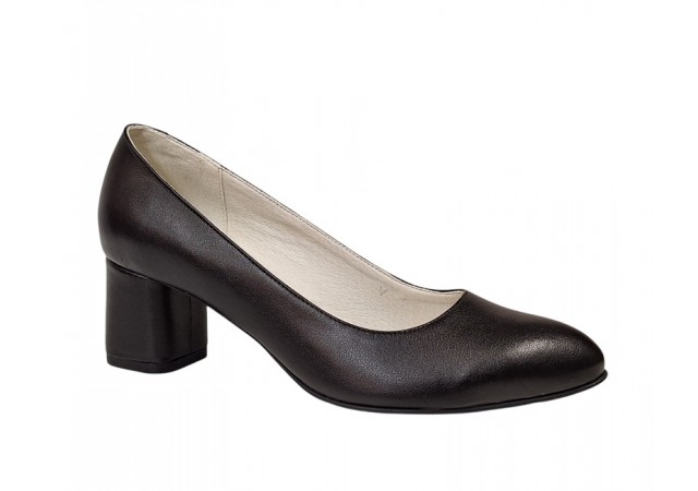 Pantofi dama eleganti din piele naturala box cu toc de 5 cm - Model Negru NA100NP